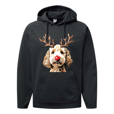 Christmas Goldendoodle Christmas Dog Performance Fleece Hoodie