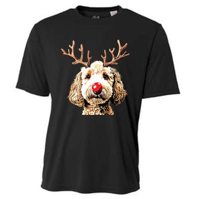 Christmas Goldendoodle Christmas Dog Cooling Performance Crew T-Shirt