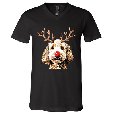 Christmas Goldendoodle Christmas Dog V-Neck T-Shirt