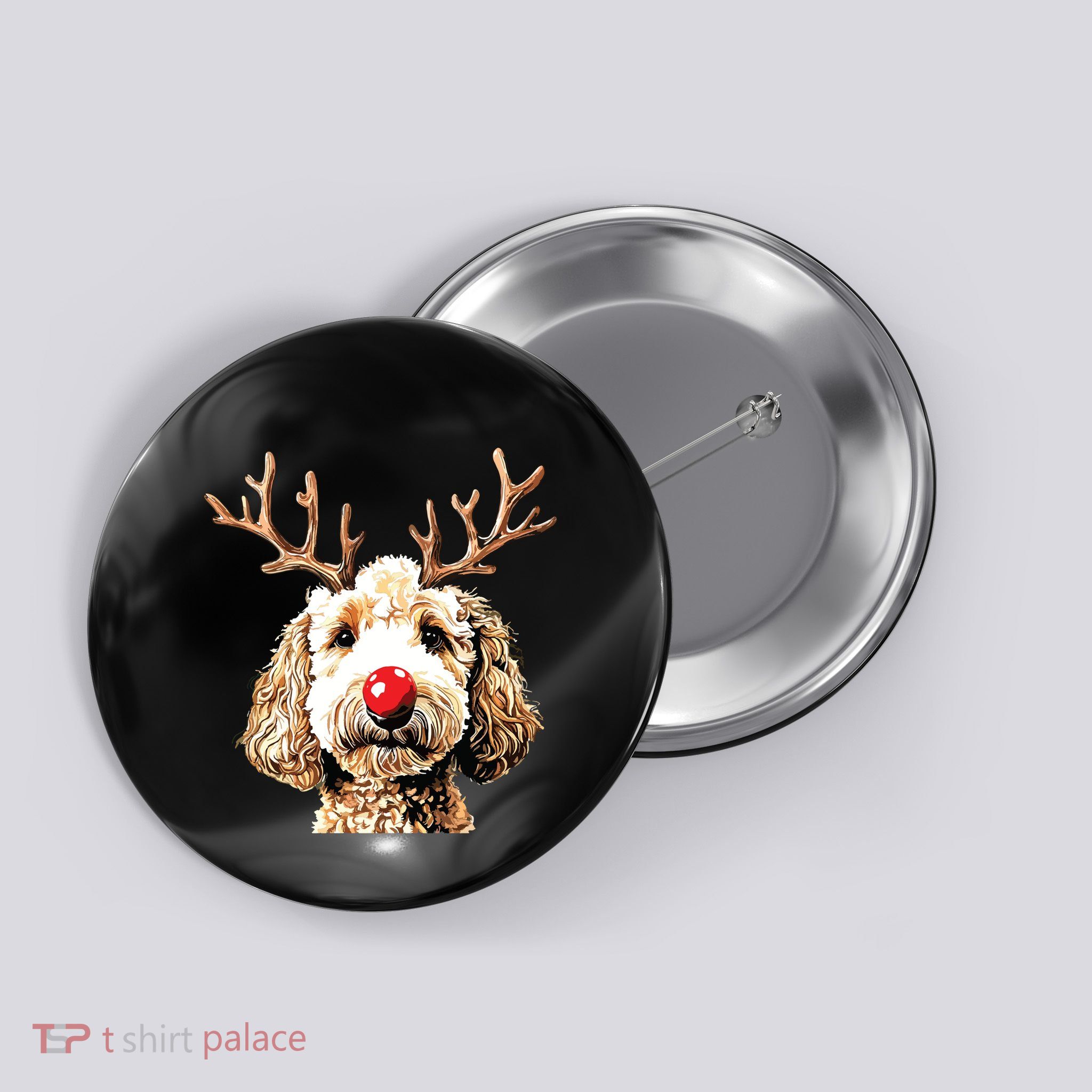 Christmas Goldendoodle Christmas Dog Button