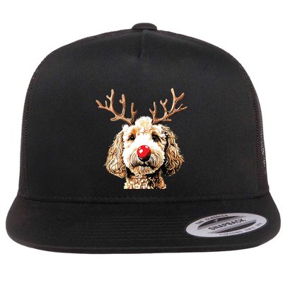Christmas Goldendoodle Christmas Dog Flatbill Hat