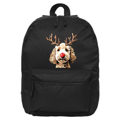 Christmas Goldendoodle Christmas Dog 16 in Basic Backpack