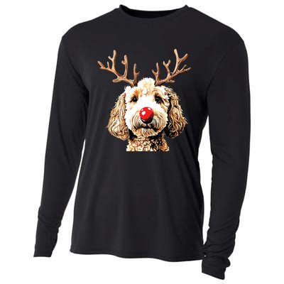 Christmas Goldendoodle Christmas Dog Cooling Performance Long Sleeve Crew