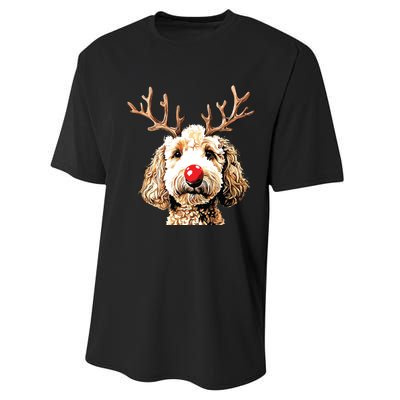 Christmas Goldendoodle Christmas Dog Performance Sprint T-Shirt