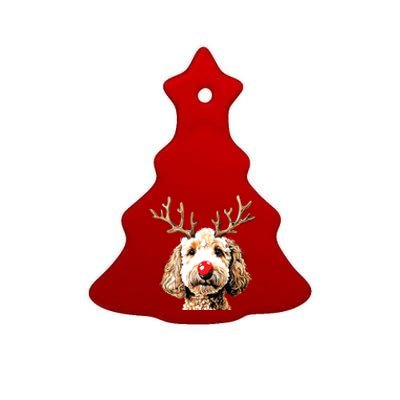 Christmas Goldendoodle Christmas Dog Ceramic Tree Ornament