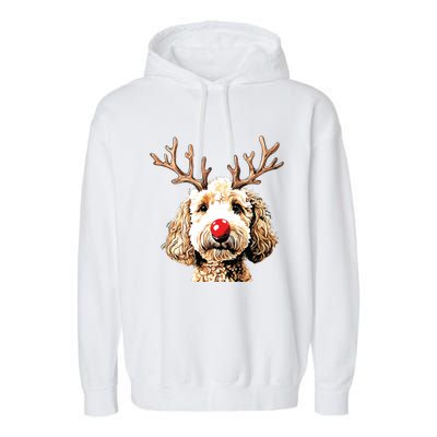 Christmas Goldendoodle Christmas Dog Garment-Dyed Fleece Hoodie