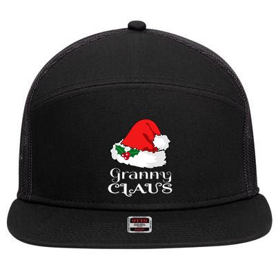 Christmas Granny Claus Matching Pajama Santa Hat Xmeaningful Giftmas Funny Gift 7 Panel Mesh Trucker Snapback Hat