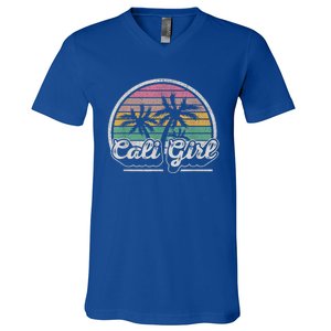 Cali Girl California Retro California Palm Trees Summer V-Neck T-Shirt