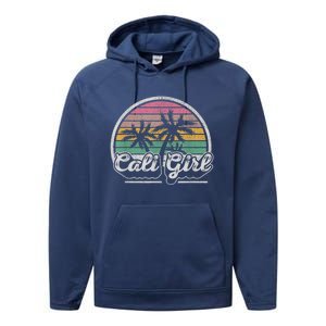 Cali Girl California Retro California Palm Trees Summer Performance Fleece Hoodie