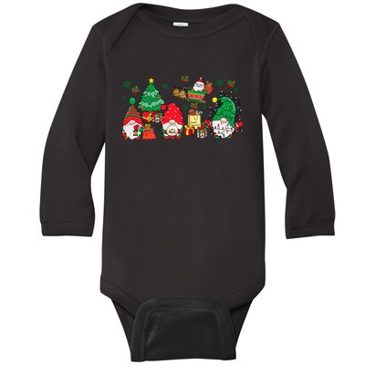 Cute Gnomes Christmas Santa Claus Gnome Xmas Family Matching Baby Long Sleeve Bodysuit