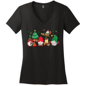 Cute Gnomes Christmas Santa Claus Gnome Xmas Family Matching Women's V-Neck T-Shirt