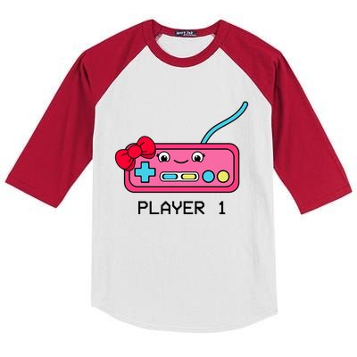 Cute Game Controller Kawaii Joystick Funny Gamer Girl Matching Gamer Couple Kids Colorblock Raglan Jersey