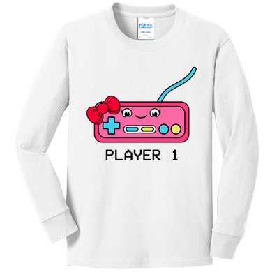 Cute Game Controller Kawaii Joystick Funny Gamer Girl Matching Gamer Couple Kids Long Sleeve Shirt