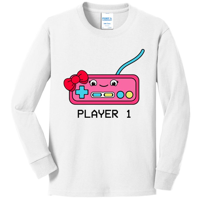 Cute Game Controller Kawaii Joystick Funny Gamer Girl Matching Gamer Couple Kids Long Sleeve Shirt