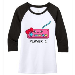 Cute Game Controller Kawaii Joystick Funny Gamer Girl Matching Gamer Couple Women's Tri-Blend 3/4-Sleeve Raglan Shirt