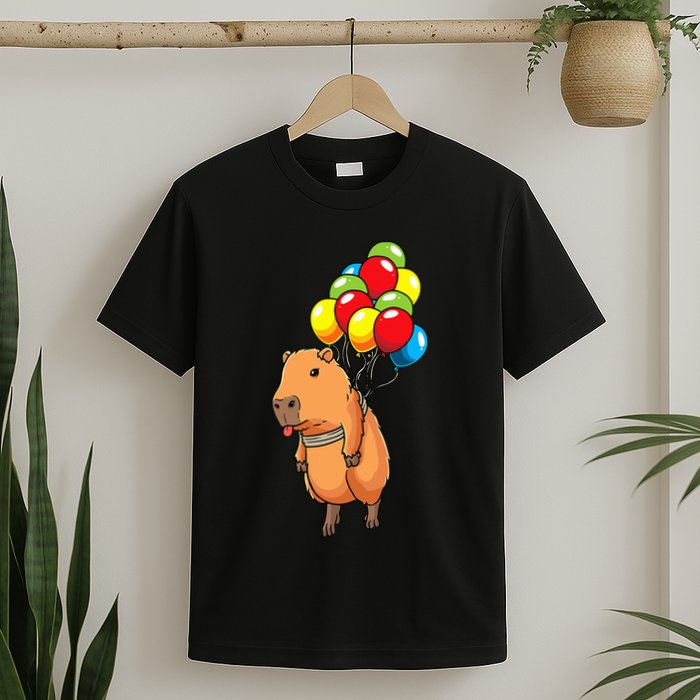 Capybara Giant Cavy Rodent With Balloons Capybara T-Shirt