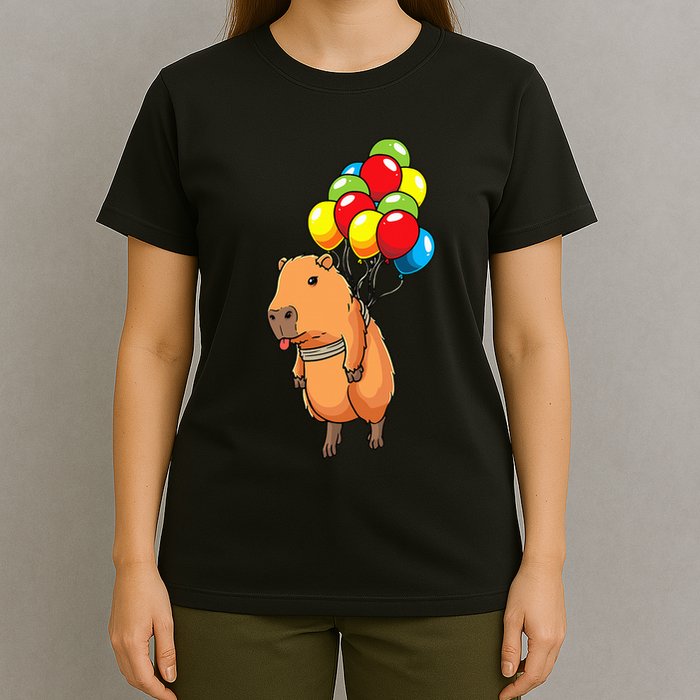 Capybara Giant Cavy Rodent With Balloons Capybara T-Shirt