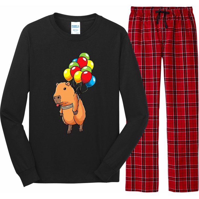 Capybara Giant Cavy Rodent With Balloons Capybara Long Sleeve Pajama Set