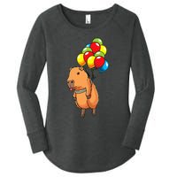 Capybara Giant Cavy Rodent With Balloons Capybara Women's Perfect Tri Tunic Long Sleeve Shirt