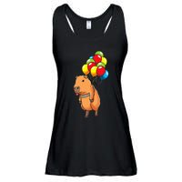 Capybara Giant Cavy Rodent With Balloons Capybara Ladies Essential Flowy Tank