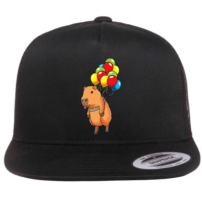 Capybara Giant Cavy Rodent With Balloons Capybara Flatbill Hat