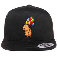 Capybara Giant Cavy Rodent With Balloons Capybara Flatbill Hat