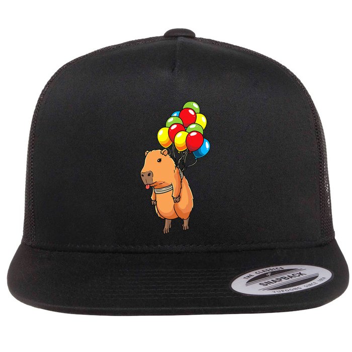 Capybara Giant Cavy Rodent With Balloons Capybara Flatbill Hat