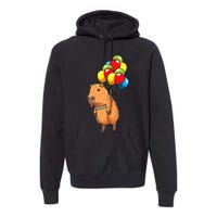 Capybara Giant Cavy Rodent With Balloons Capybara Premium Hoodie