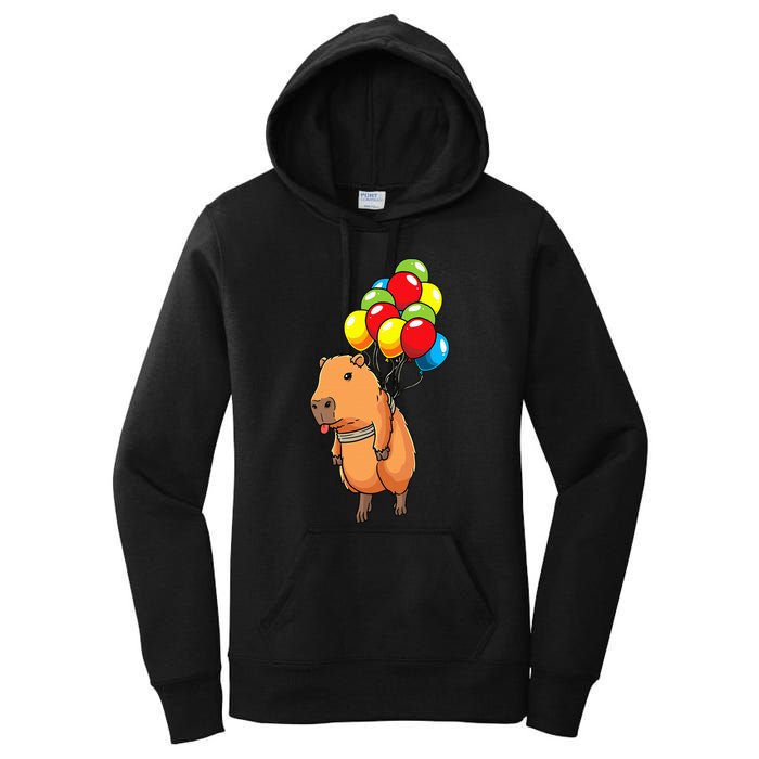 Capybara Giant Cavy Rodent With Balloons Capybara Women's Pullover Hoodie