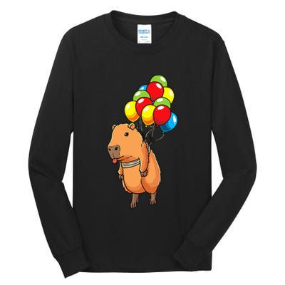 Capybara Giant Cavy Rodent With Balloons Capybara Tall Long Sleeve T-Shirt
