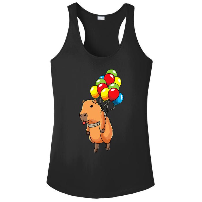 Capybara Giant Cavy Rodent With Balloons Capybara Ladies PosiCharge Competitor Racerback Tank