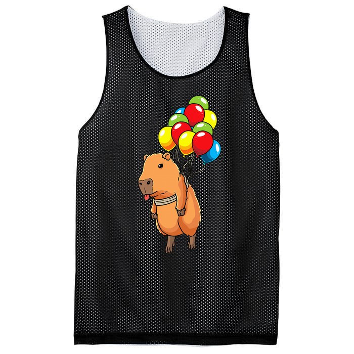 Capybara Giant Cavy Rodent With Balloons Capybara Mesh Reversible Basketball Jersey Tank