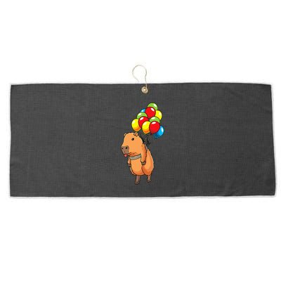 Capybara Giant Cavy Rodent With Balloons Capybara Large Microfiber Waffle Golf Towel