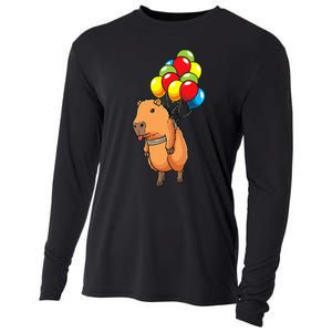 Capybara Giant Cavy Rodent With Balloons Capybara Cooling Performance Long Sleeve Crew