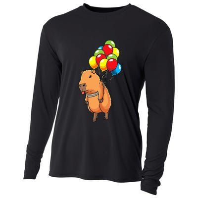 Capybara Giant Cavy Rodent With Balloons Capybara Cooling Performance Long Sleeve Crew
