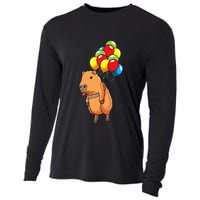 Capybara Giant Cavy Rodent With Balloons Capybara Cooling Performance Long Sleeve Crew