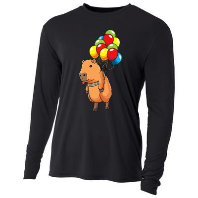 Capybara Giant Cavy Rodent With Balloons Capybara Cooling Performance Long Sleeve Crew