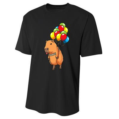 Capybara Giant Cavy Rodent With Balloons Capybara Performance Sprint T-Shirt