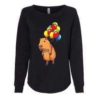 Capybara Giant Cavy Rodent With Balloons Capybara Womens California Wash Sweatshirt