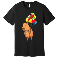 Capybara Giant Cavy Rodent With Balloons Capybara Premium T-Shirt