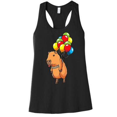 Capybara Giant Cavy Rodent With Balloons Capybara Women's Racerback Tank