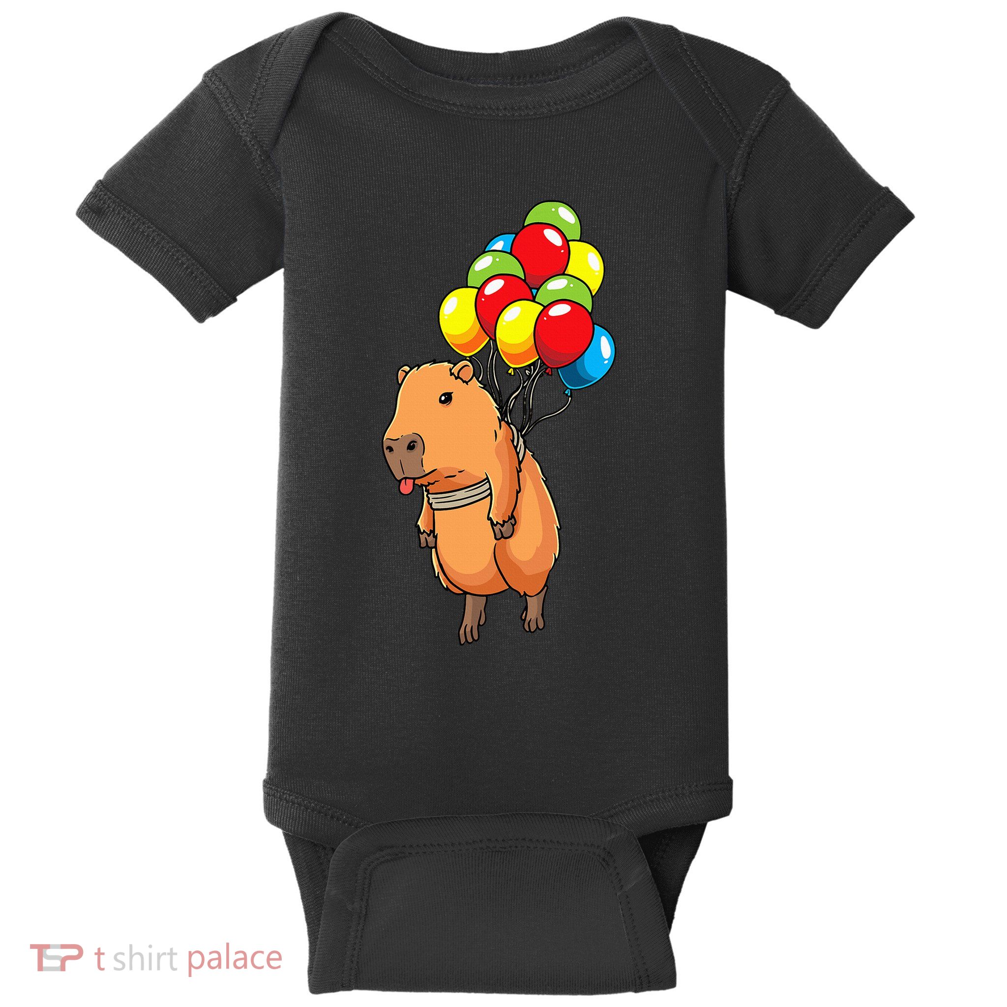 Capybara Giant Cavy Rodent With Balloons Capybara Baby Bodysuit