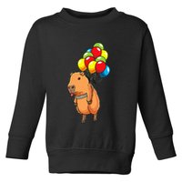 Capybara Giant Cavy Rodent With Balloons Capybara Toddler Sweatshirt