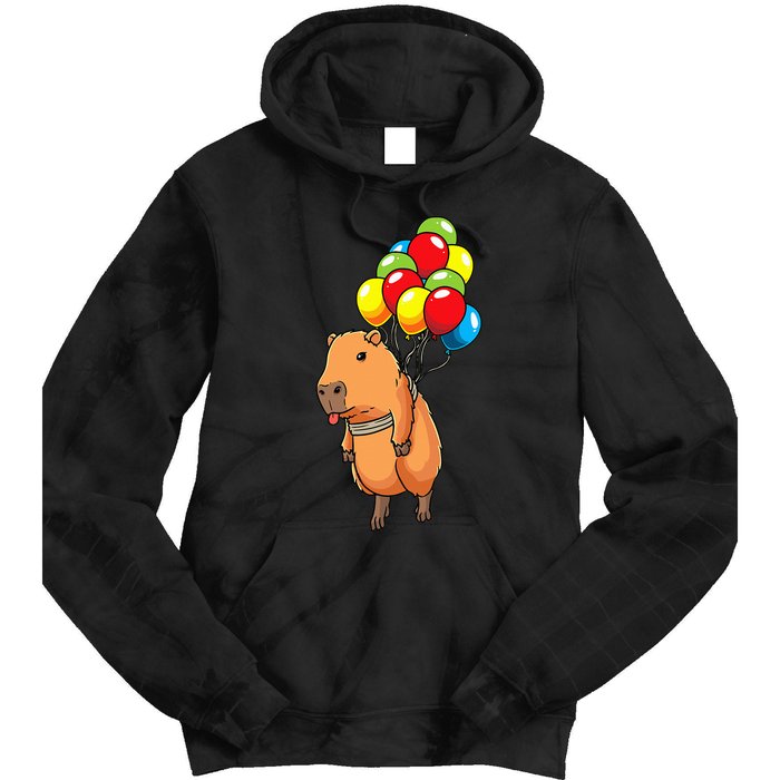 Capybara Giant Cavy Rodent With Balloons Capybara Tie Dye Hoodie