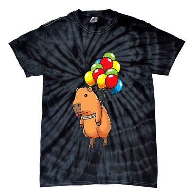 Capybara Giant Cavy Rodent With Balloons Capybara Tie-Dye T-Shirt