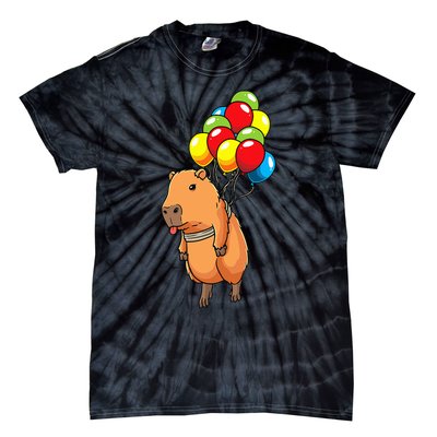 Capybara Giant Cavy Rodent With Balloons Capybara Tie-Dye T-Shirt