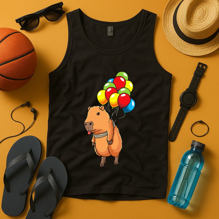 Capybara Giant Cavy Rodent With Balloons Capybara Tank Top