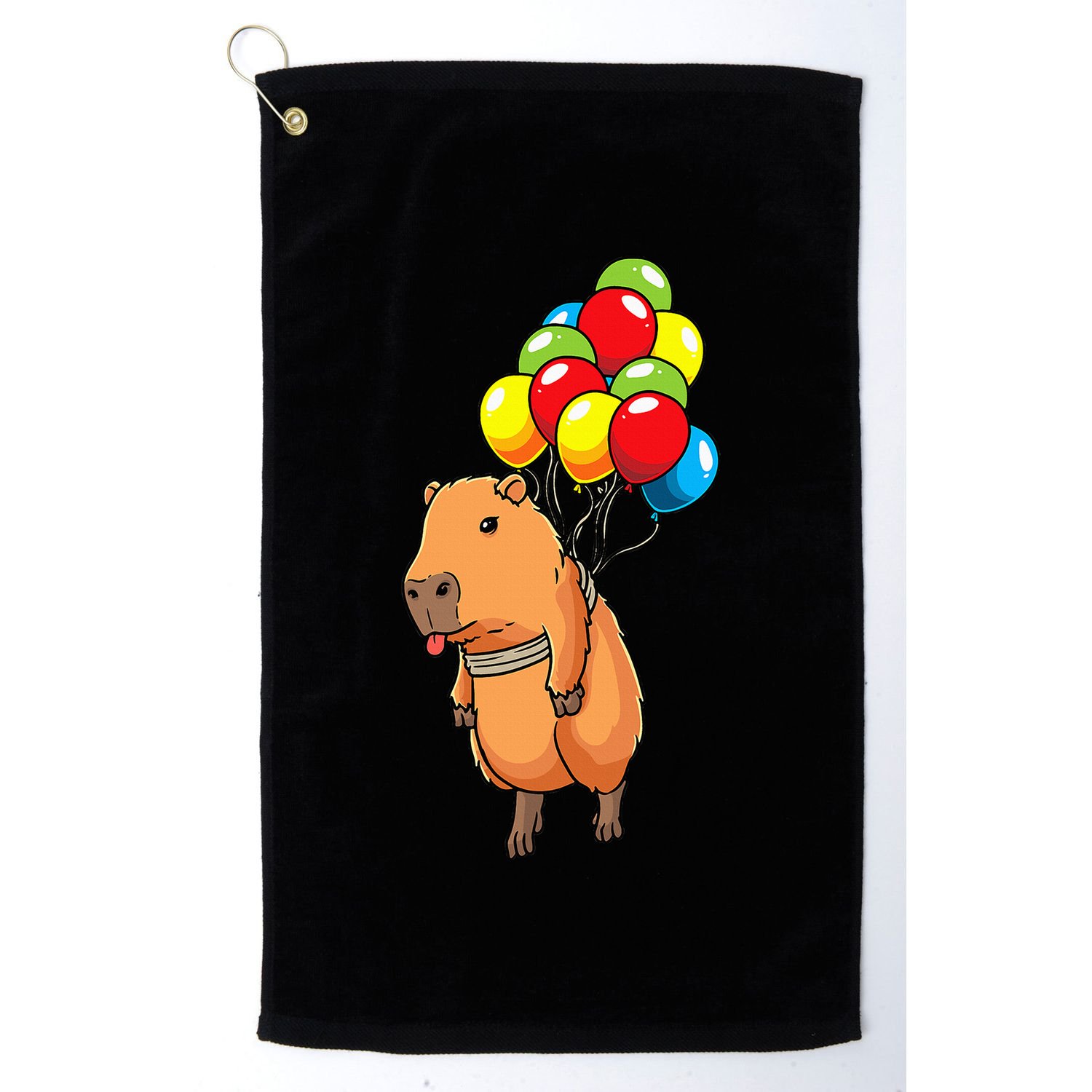 Capybara Giant Cavy Rodent With Balloons Capybara Golf Towel