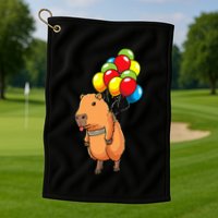Capybara Giant Cavy Rodent With Balloons Capybara Golf Towel