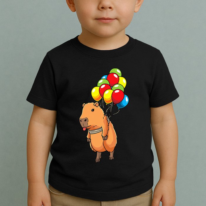 Capybara Giant Cavy Rodent With Balloons Capybara Toddler T-Shirt